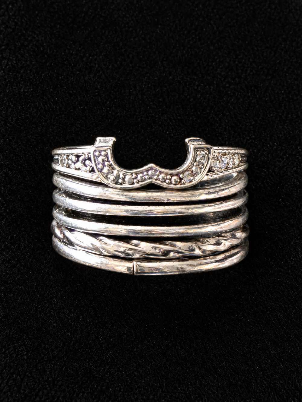 โ๏ธ Stacked Crown Band Ring | Multi-Band Crystal | Size 9 ๐